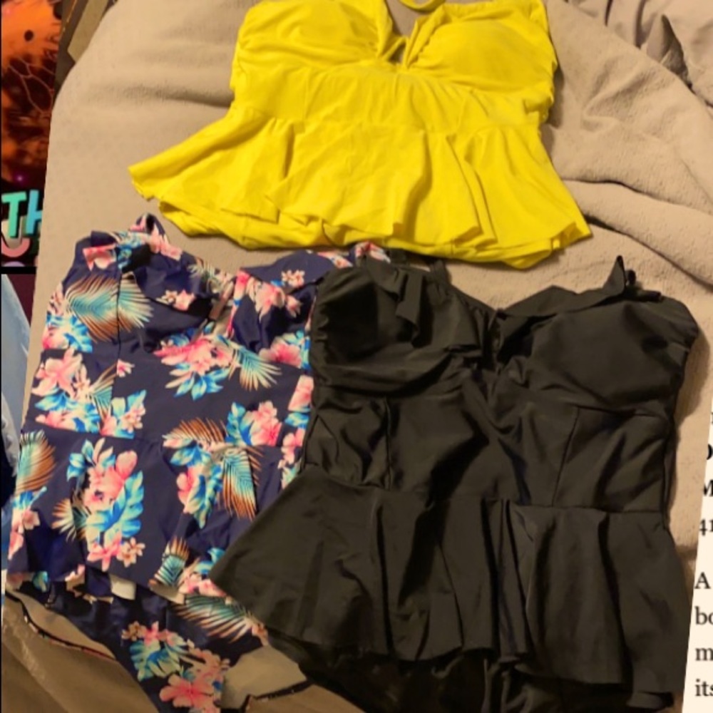 F21 Plus - 3 peplum one piece swim suits. Size 2x